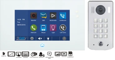 DT49 Einfamilien Video Türsprechanlage 7" Bildspeicher Touchscreen mit DT611/MK Außenstelle Aufputz 170° Fischaugenkamera Mechanisches Keypad